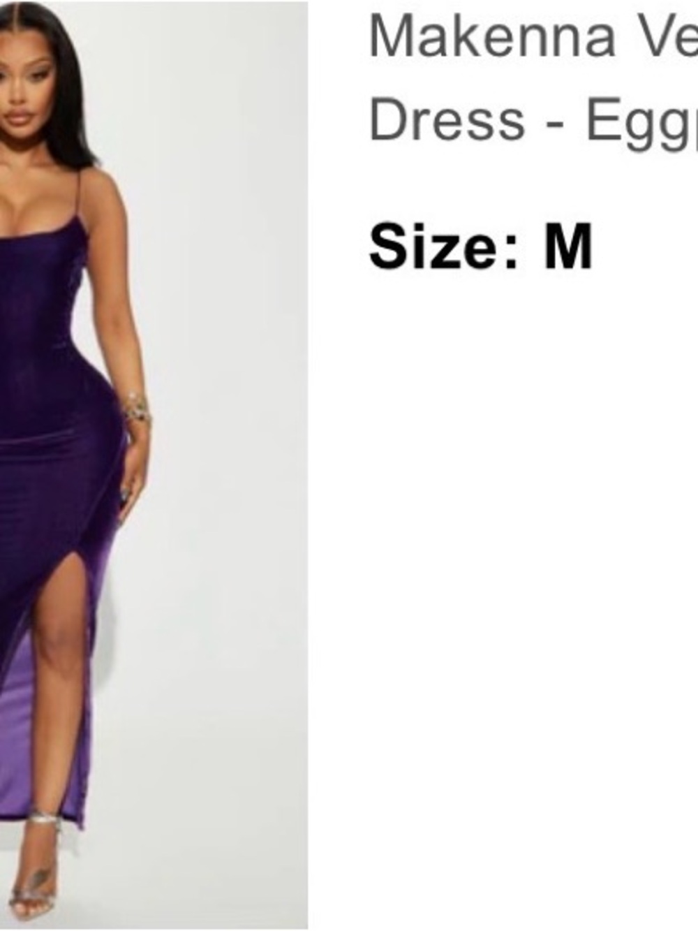 Fashion Nova Eggplant Velvet Midi Dress with Thigh Slit